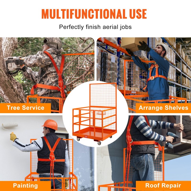 Teräksinen trukkiturvahäkki työalusta pyörillä 114 x 109 x 203 cm 635 kg