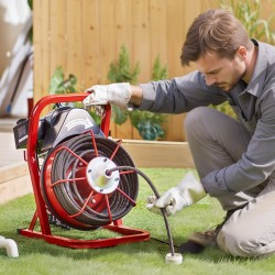 Sähkökäyttöinen viemärinavauskone 75 jalan puolituuman terässydinkaapelilla 2–4 tuuman putkille