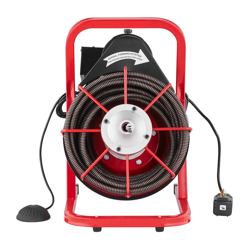 Sähkökäyttöinen viemärinavauskone 75 jalan puolituuman terässydinkaapelilla 2–4 tuuman putkille