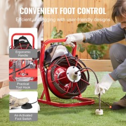 Sähköinen viemärinavauskone 3/8 tuuman teräskaapeli 4 leikkuupäätä 2–4 tuuman putkille