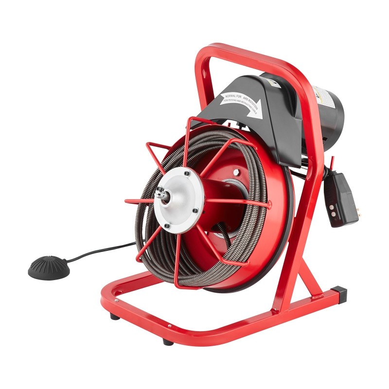 Sähköinen viemärinavauskone 3/8 tuuman teräskaapeli 4 leikkuupäätä 2–4 tuuman putkille