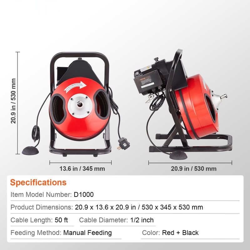 Viemärinavauskone 50 jalan puolituuman teräsvaijerilla 4 leikkurilla 2–4 tuuman putkiin