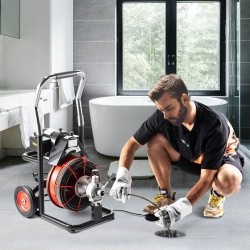 Sähköinen viemärinavauskone 15 m 13 mm kaapelilla 370 wattia 25–100 mm putkille