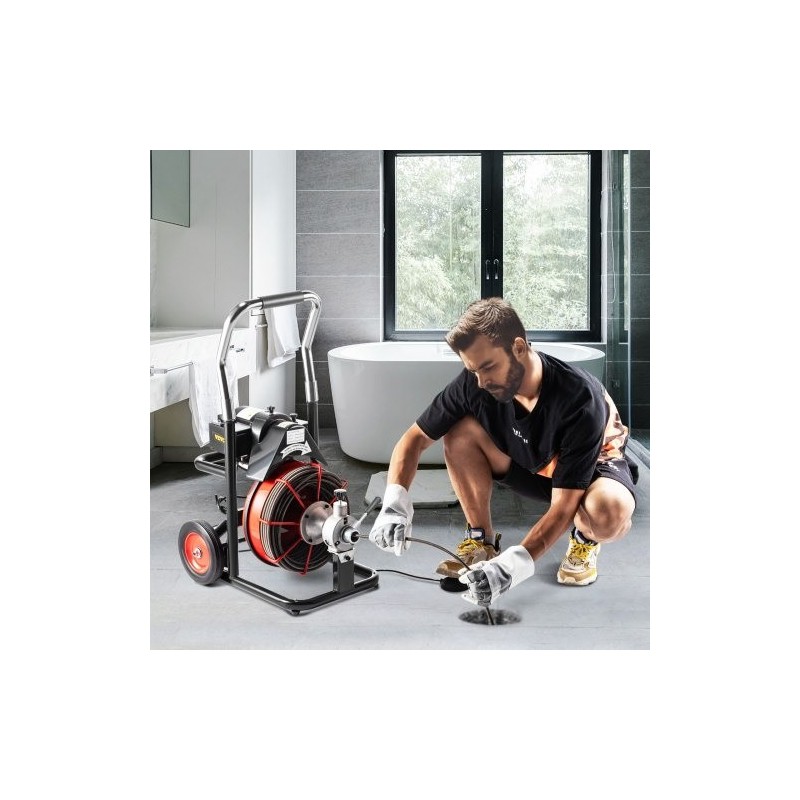 Sähköinen viemärinavauskone 15 m 13 mm kaapelilla 370 wattia 25–100 mm putkille