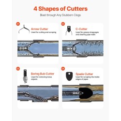 Sähköinen viemärinavauskone automaattisella syötöllä 50 jalan 1/2 tuuman kaapelilla sisä- ja ulkokäyttöön