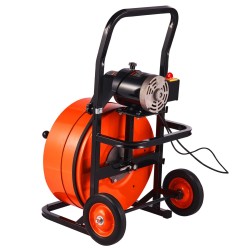 Sähkökäyttöinen viemärinpuhdistuskone kiinteäsydäminen kaapeli 30 5 metriä 19 millimetriä automaattinen syöttö jalkakytkin