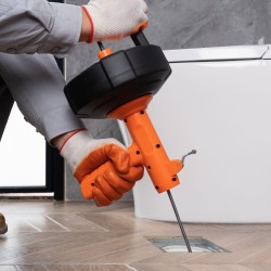 Viemärinavaaja jousiteräskaapelilla 762 cm automaattisyöttö porakonekäyttö suojaletku hanskat