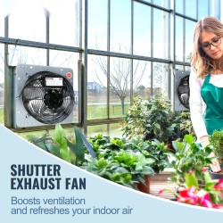 Poistoilmapuhallin seinäasennettava alumiiniseos sinkitty teräsrunko 406 millimetriä kasvihuoneisiin ja autotalleihin