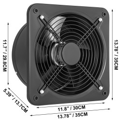 Poistoilmapuhallin metallirunkoinen 300 mm teolliseen käyttöön 107 W ilmavirta 2850 m3/h