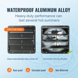 Poistoilmapuhallin 406 mm seinäasennettava portaaton nopeudensäätö lämpötila ja kosteussäädin kasvihuoneisiin