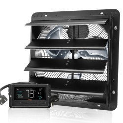 Poistoilmapuhallin 406 mm seinäasennettava portaaton nopeudensäätö lämpötila ja kosteussäädin kasvihuoneisiin