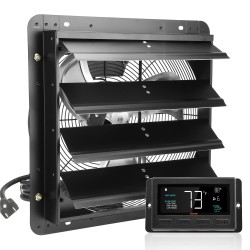 Poistoilmapuhallin 406 mm seinäasennettava portaaton nopeudensäätö lämpötila ja kosteussäädin kasvihuoneisiin