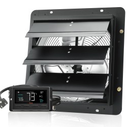 Seinäasennettava poistoilmapuhallin 356 mm EC-moottori 1024 CFM lämpötila ja kosteussäädin kasvihuoneisiin