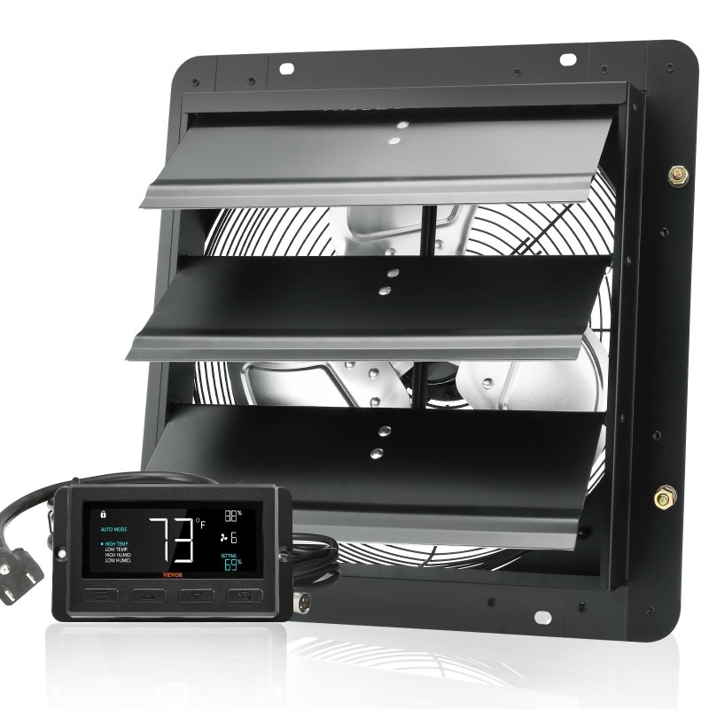 Seinäasennettava poistoilmapuhallin 356 mm EC-moottori 1024 CFM lämpötila ja kosteussäädin kasvihuoneisiin