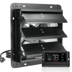 Seinäasenteinen sulkuluukkuinen poistopuhallin 305 mm EC-moottori lämpötila- ja kosteusohjain kasvihuoneisiin