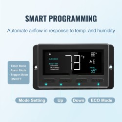 Poistoilmapuhallin 254 mm EC-moottori portaattomasti säädettävä nopeus lämpö ja kosteussäädin