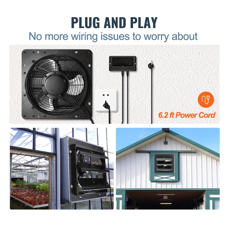 Poistoilmapuhallin 254 mm EC-moottori portaattomasti säädettävä nopeus lämpö ja kosteussäädin