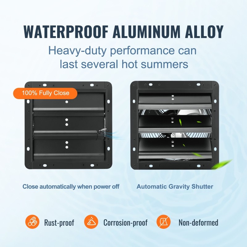 Poistoilmapuhallin 254 mm EC-moottori portaattomasti säädettävä nopeus lämpö ja kosteussäädin