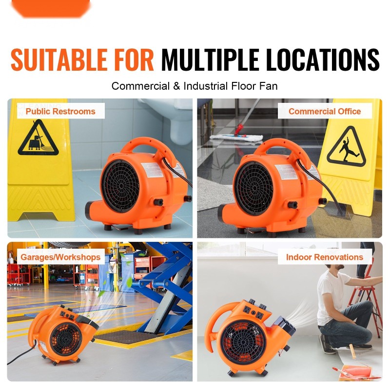 Lattiapuhallin kannettava muovinen kuivatukseen ja viilennykseen 3 nopeutta 4 kulmaa ajastin