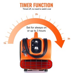 Lattiapuhallin kannettava muovinen kuivatukseen ja viilennykseen 3 nopeutta 4 kulmaa ajastin