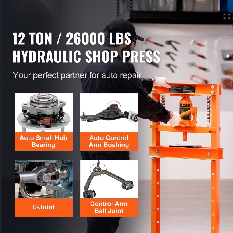 Lattiapuristin hydraulinen H-mallinen hiiliteräs 12 tonnin säädettävällä työpöydällä stanssilevyillä