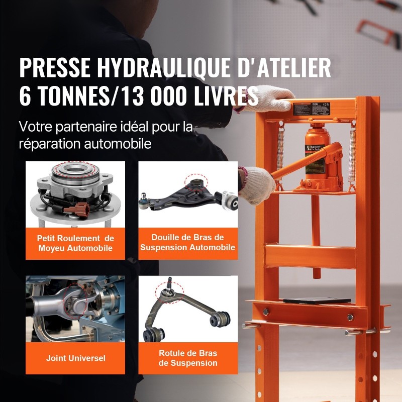 Penkkipuristin hydraulinen H-mallinen hiiliteräs 6 tonnin säädettävä korkeus 55–250 mm puristuslevyillä