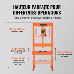 Penkkipuristin hydraulinen H-mallinen hiiliteräs 6 tonnin säädettävä korkeus 55–250 mm puristuslevyillä