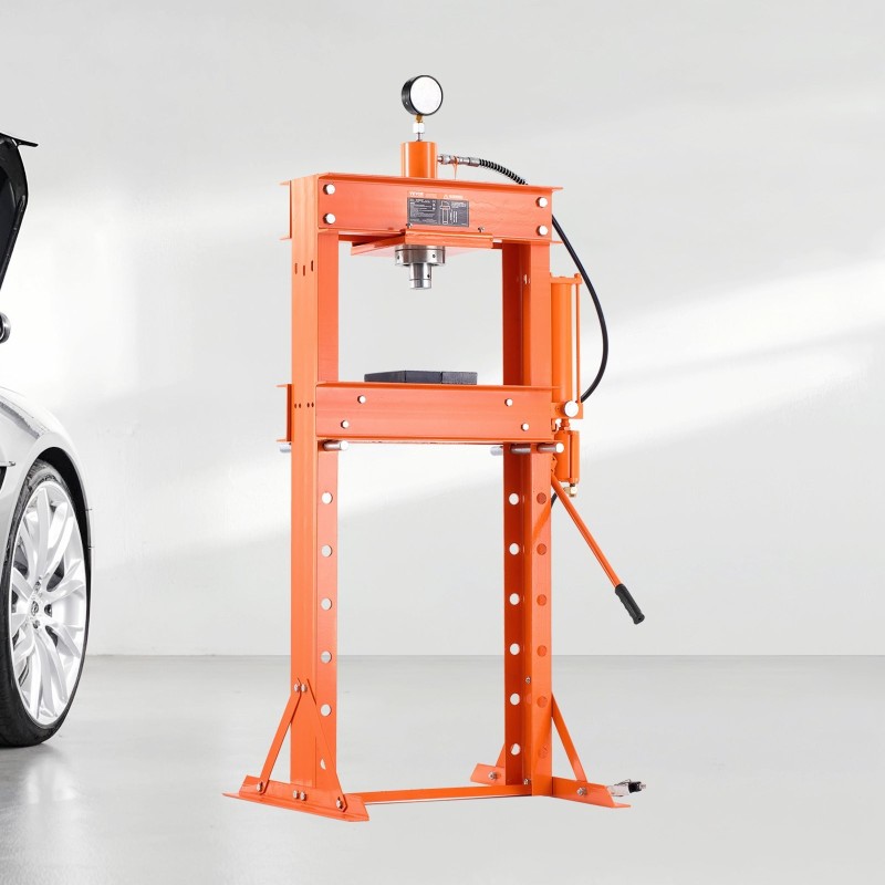 Hydraulinen H-kehyksinen 30 t työpajapuristin paksunnettu teräsrakenne paineilmakäyttöinen kolmionmuotoinen tuki