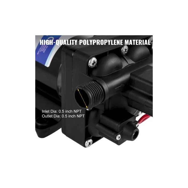 Kalvopumppu 12 voltin itseimevä polypropeenirungolla 15 litraa minuutissa 3,8 bar