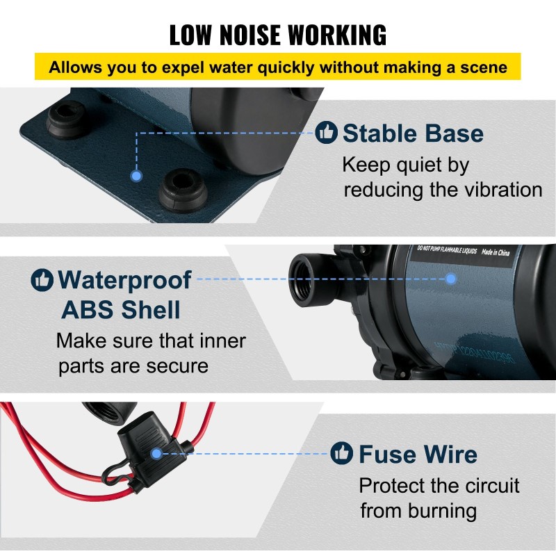 Itseimevä 12V pesupumppu 26 l/min 4 bar 3 m EPDM-venttiili