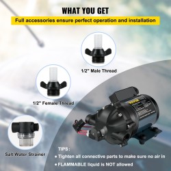 Itseimevä 12V pesupumppu 26 l/min 4 bar 3 m EPDM-venttiili