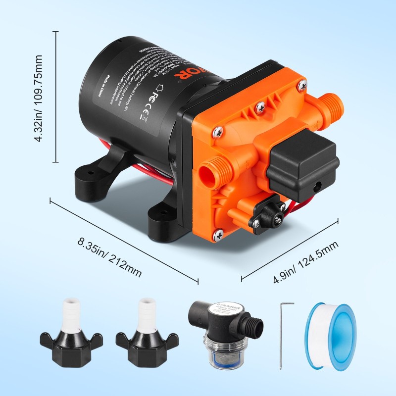 12V itsestäänimevä kalvovesipumppu 13,25 l/min 55 PSI painekytkin