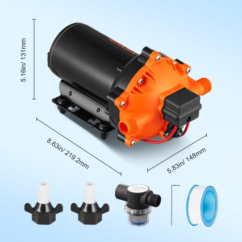 Kalvovesipumppu 12 V tasavirta itseimevä 5.5 GPM 70 PSI painekytkimellä 1/2 MNPT