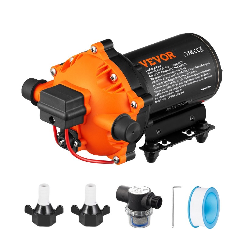 Kalvovesipumppu 12 V tasavirta itseimevä 5.5 GPM 70 PSI painekytkimellä 1/2 MNPT