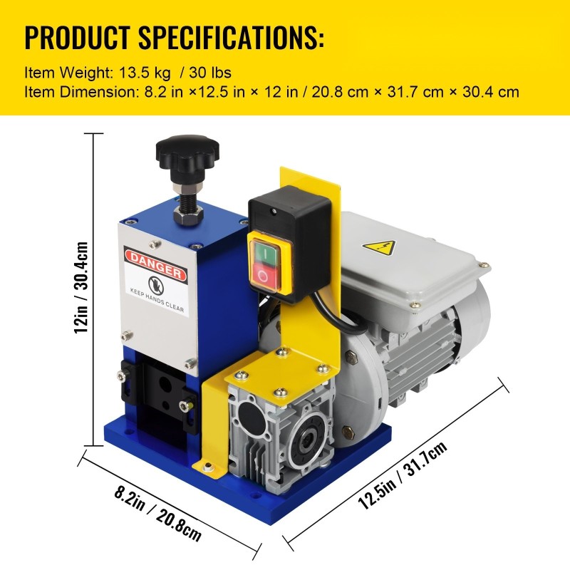 Kannettava sähkökäyttöinen johdonkuorintakone alumiiniseosrunko 1,5–25 mm kuparin talteenottoon