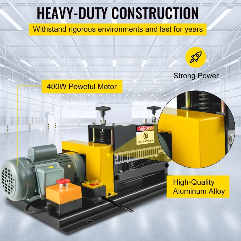 Automaattinen pöytämallinen johdonkuorintakone teräsrunko 400W 1,5–38 mm 10 terää kuparin kierrätykseen