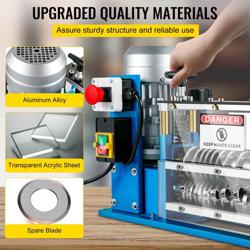 Sähkökäyttöinen johdonkuorintakone alumiiniseos akryyli teräspohja 1,5–38 mm 11 kanavaa 10 terää