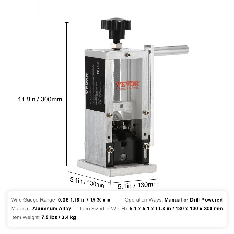 Johdonkuorintakone alumiiniseoksesta 1,5–30 millimetriä käsikäyttöinen tai porakoneella käytettävä