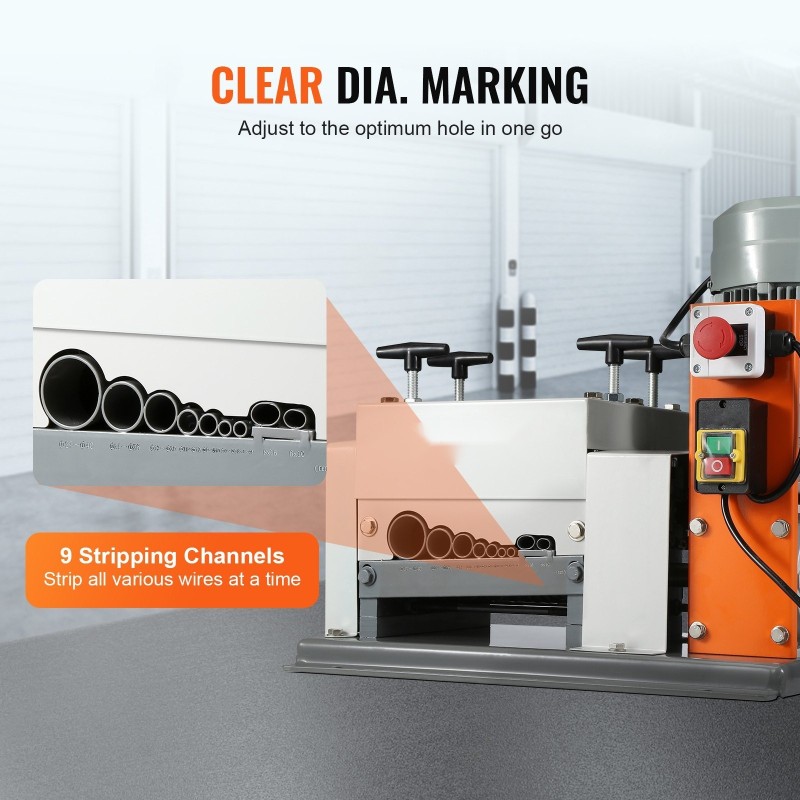 Sähköinen automaattinen valurautarunkoinen kaapelien kuorintakone 1,5–40 mm 1500 W 9 kanavaa