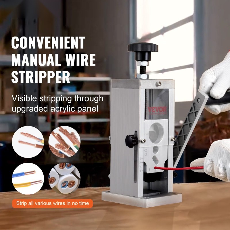 Johdonkuorintakone kompakti alumiiniseosrunko 1,5–40 mm kuparijohtojen kuorintaan käsikäyttö tai porakonekäyttö