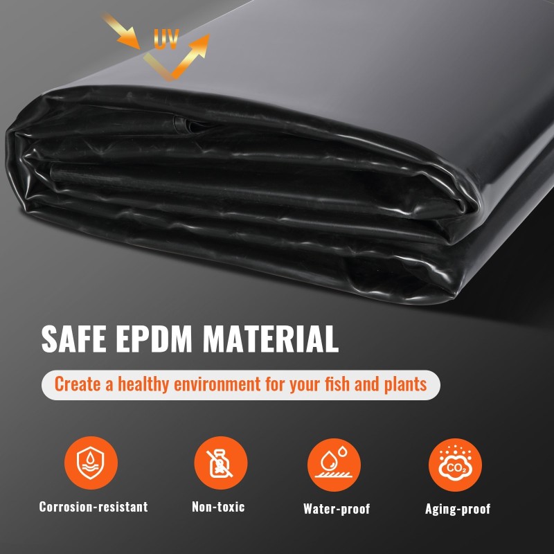 EPDM-allaskalvo 6 x 7,6 m 1,5 mm musta kalalammikoihin
