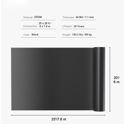 EPDM-allaskalvo 6 x 7,6 m 1,5 mm musta kalalammikoihin