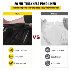 Lammikkomuovi LLDPE 4,6 m x 6 m 0,5 mm musta kalalammille