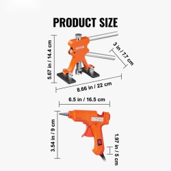 Lommonpoistosarja auton koripeltien pienille ja keskisuurille lommille alumiini kumi vetäjillä kuumaliimapistoolilla