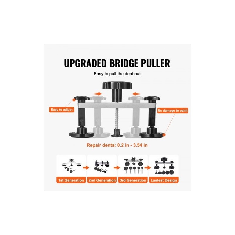 Siltamallinen lommonvetäjä sarja auton koripeltien oikaisuun alumiini ja ABS-muovi liimapistoolilla ja vetotapeilla