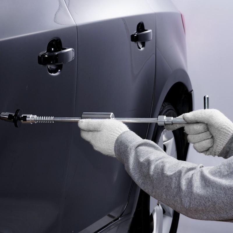 Auton korin lommon oikaisusarja ruostumatonta terästä kuumaliimapistoolilla ja vedonastoilla