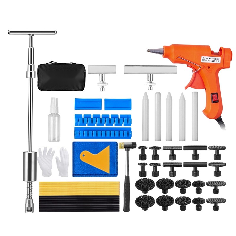 Auton korin lommon oikaisusarja ruostumatonta terästä kuumaliimapistoolilla ja vedonastoilla