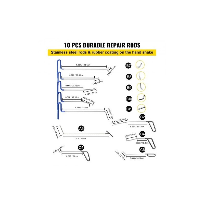 Lommonpoistosarja 89-osainen ruostumattomat tangot alumiini kumi muovi auton koriin