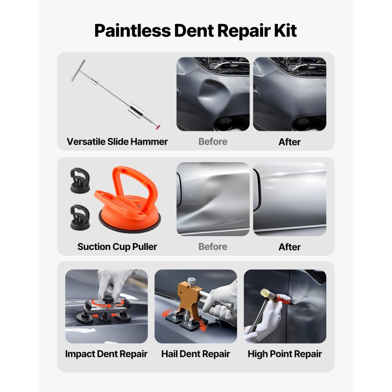 Lommojen oikaisusarja 100-osainen maalipintaa rikkomaton autoihin ja kodin metallipinnoille