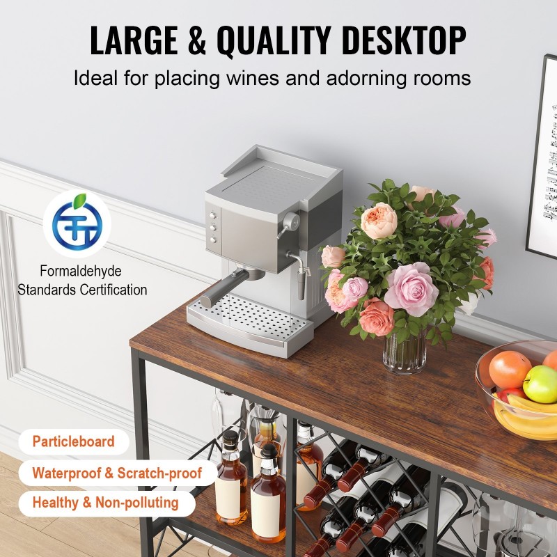 40 tuuman baarikaappi lastulevystä ja teräksestä 20 pullolle viinalasitelineellä